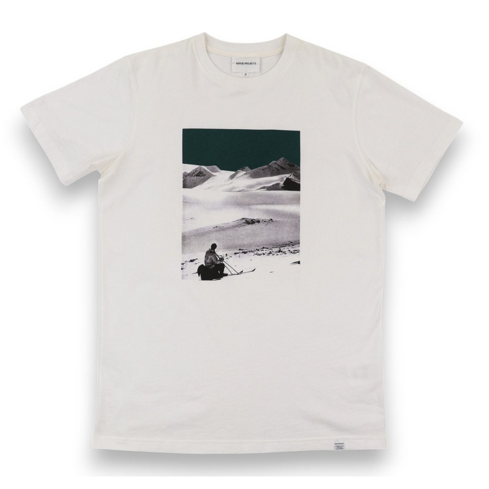 Norse Projects Shirt Mens Medium White Niels Kebnekaise Ski Mountain Graphic Tee